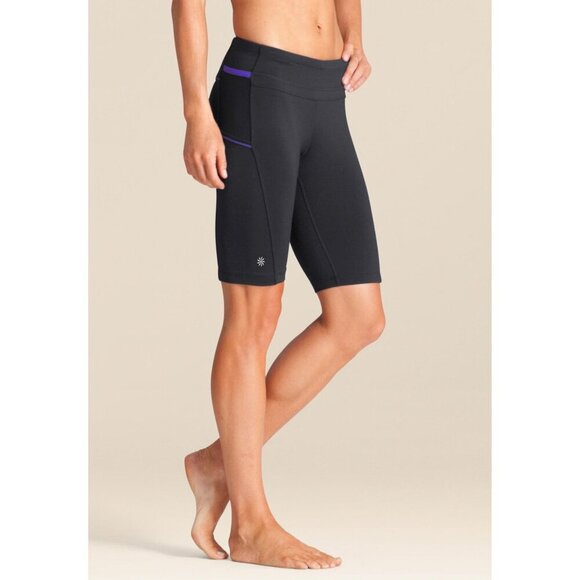 Athleta S Black Presto Bermuda Short Athletic Active Bike Pockets Gym Yoga Cycle - Picture 2 of 10